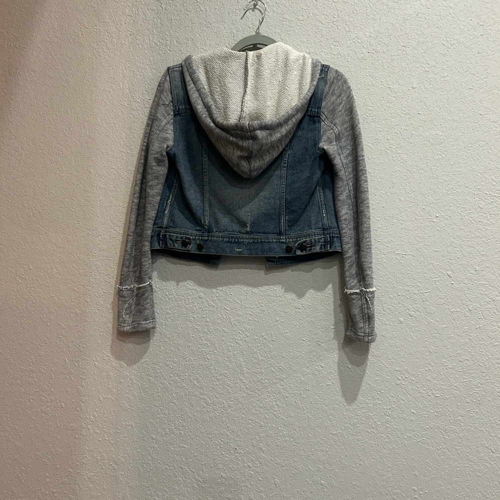 Free People Blue and Gray Jean Jacket with removable hood - Picture 4 of 5